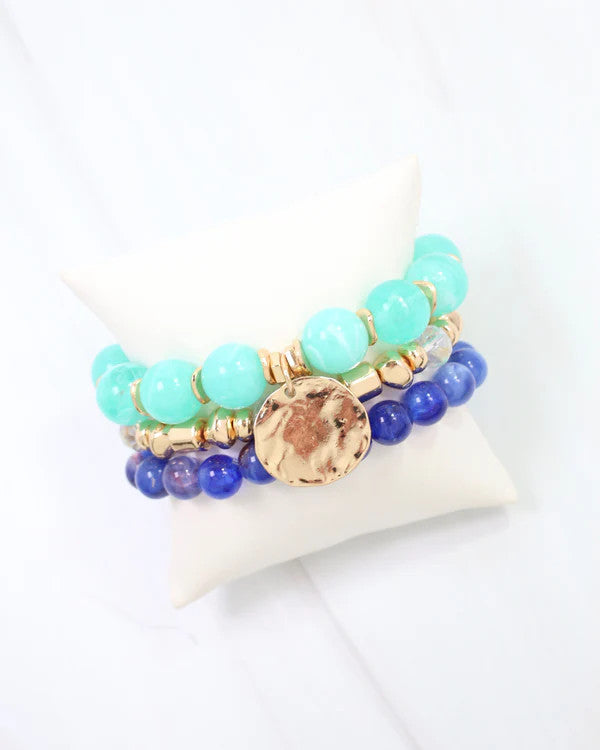 Caroline Hill Biloxi Beaded Bracelet Set - Aqua