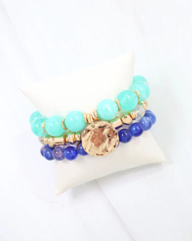 Caroline Hill Biloxi Beaded Bracelet Set - Aqua