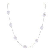 Jane Marie Gold Thin Snake Chain Necklace with Pearl Stations