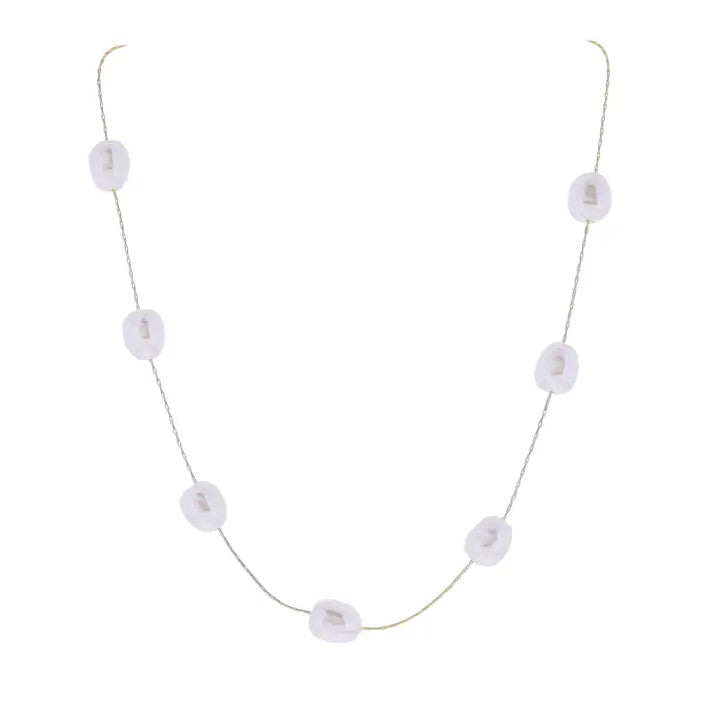 Jane Marie Gold Thin Snake Chain Necklace with Pearl Stations