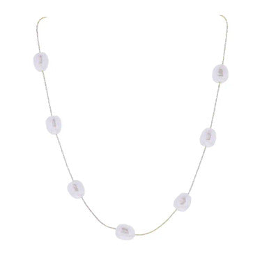 Jane Marie Gold Thin Snake Chain Necklace with Pearl Stations