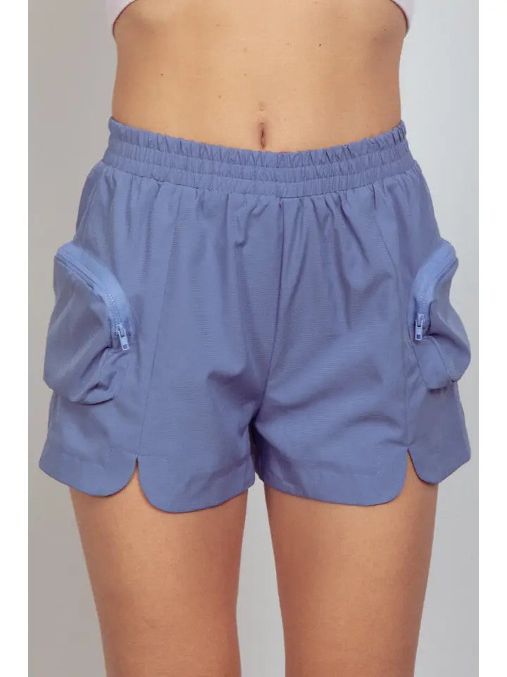 Very J Women's Cargo Athletic Shorts - Dusty Blue