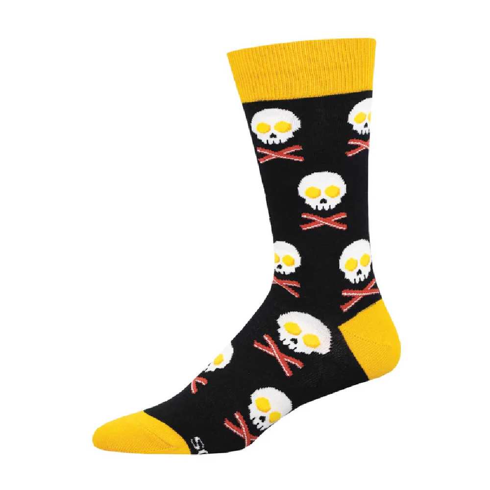 Socksmith Men’s Black Bacon x Eggs Cotton Crew Socks