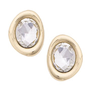 Canvas Drew Molten Bezel Stud Earrings - Shiny Gold