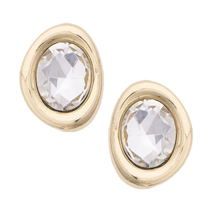 Canvas Drew Molten Bezel Stud Earrings - Shiny Gold