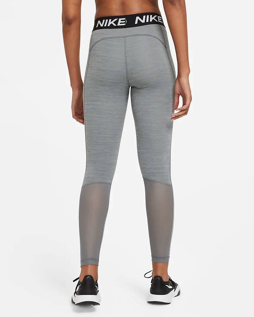 Nike Women's Mid Rise Mesh Paneled Pro Leggings- Smoke Grey/Heather/Black/ White