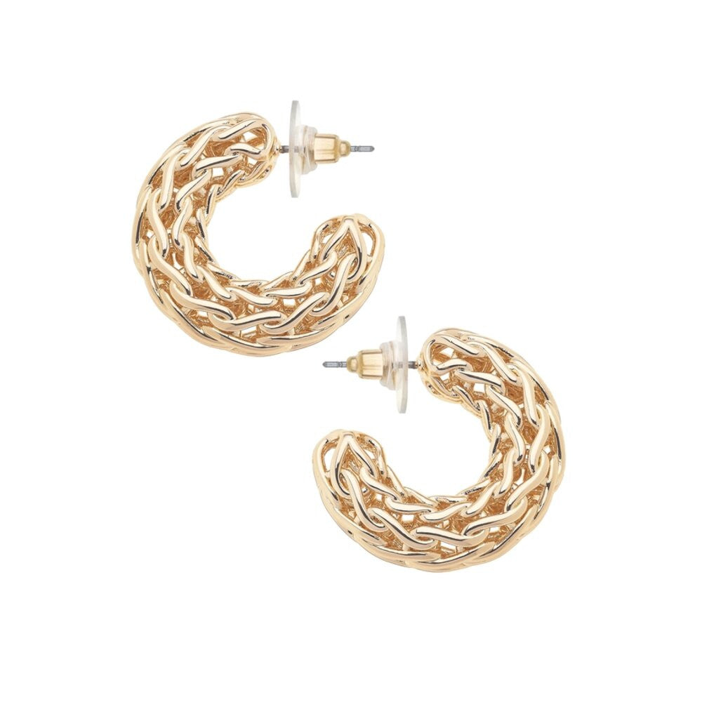 Canvas Camille Frozen Chain Hoop Earrings in Shiny Gold