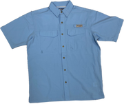 Bimini Bay Flats V Short Sleeve Fishing Shirt - Placid Blue
