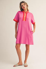 Jodifl Women's Hot Pink Casual Solid Dress