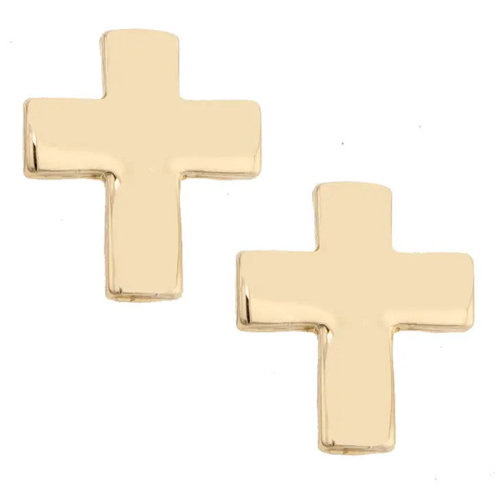 Canvas Lesley Puffy Cross Stud Earrings - Gold