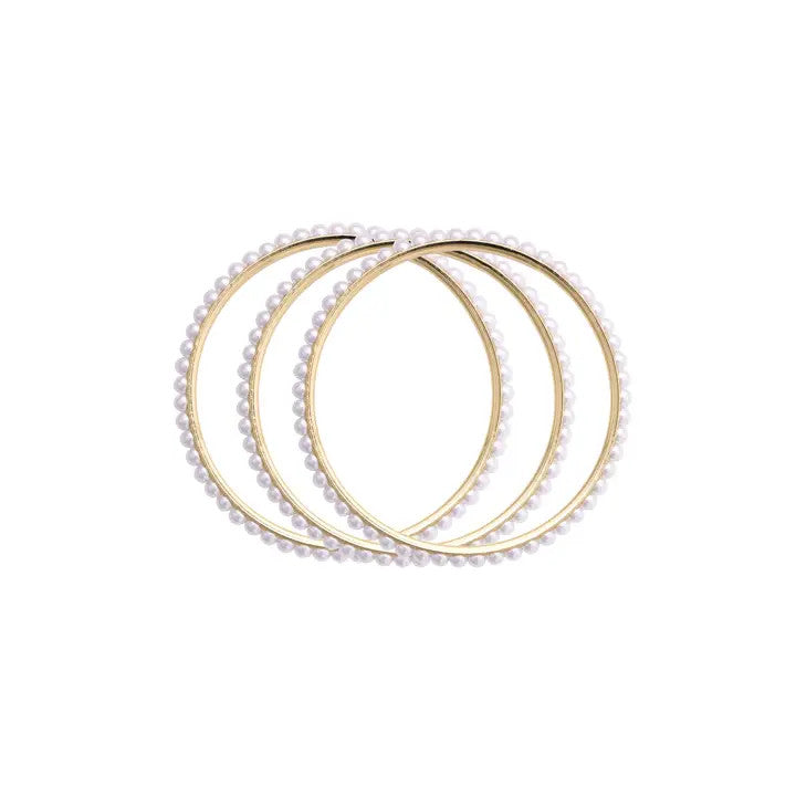 Canvas Lacey Pearl Bangles Set of 3 - Ivory