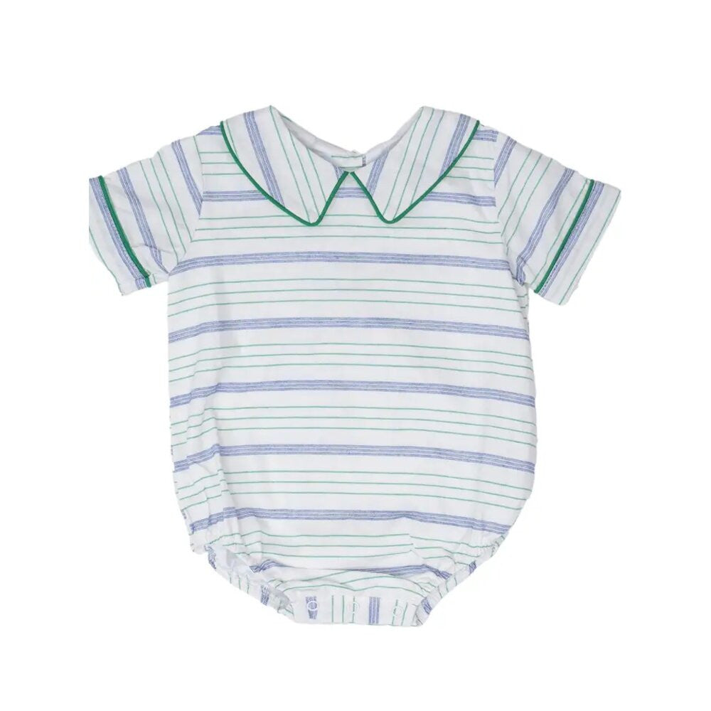 The Oaks Apparel Company Infant Baylor Green Stripe Bubble