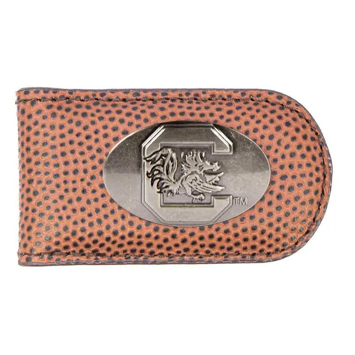 Zep-Pro South Carolina Gamecocks Leather Magnetic Money Clip Wallet - Football Pebble