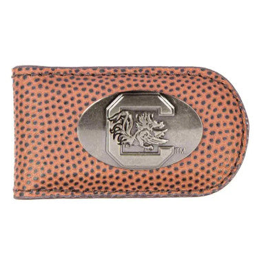 Zep-Pro South Carolina Gamecocks Leather Magnetic Money Clip Wallet - Football Pebble