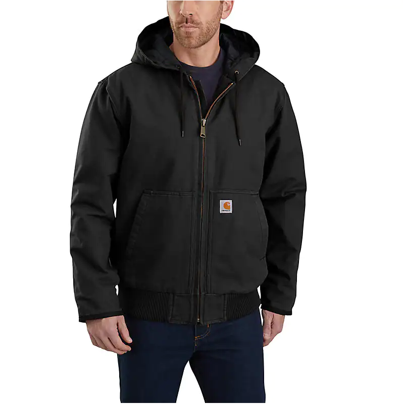 Carhartt Men's Loose Fit Washed Duck Insulated Active Jacket-Black