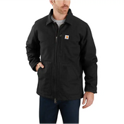 Carhartt Men's Loose Fit Washed Duck Sherpa-Lined Coat-Black
