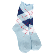 World's Softest Weekend Argyle Ruffle Mini Crew - Blue