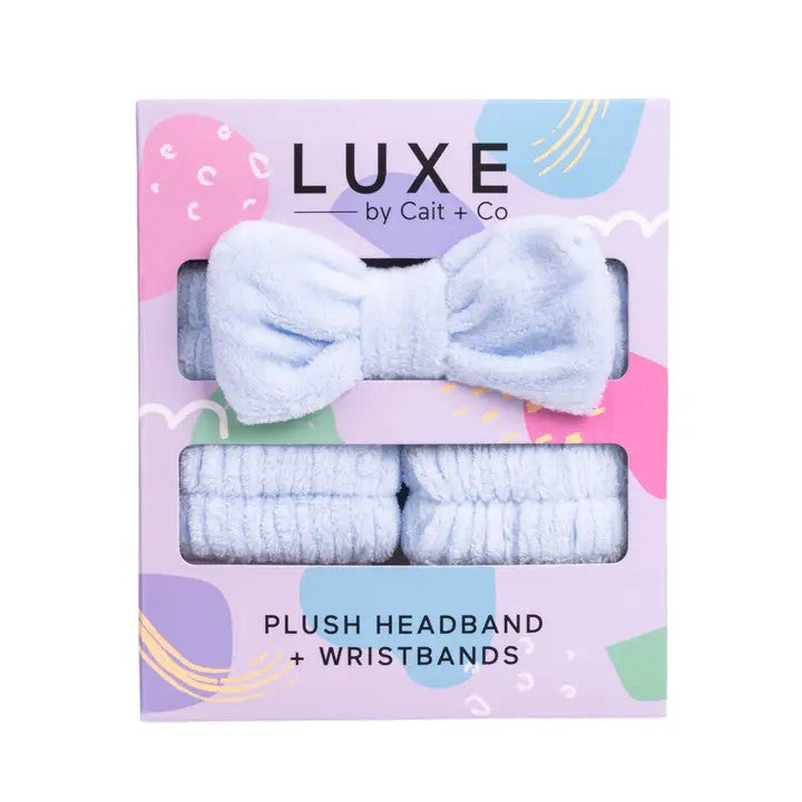 Cait & Co Luxe Headband + Wristbands - Blue