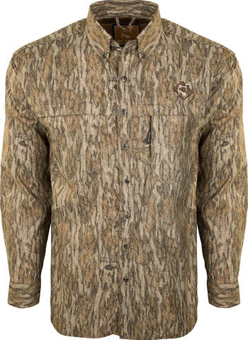 Drake Men's Mesh Back Flyweight Shirt 2.0-Mossy Oak Bottomland