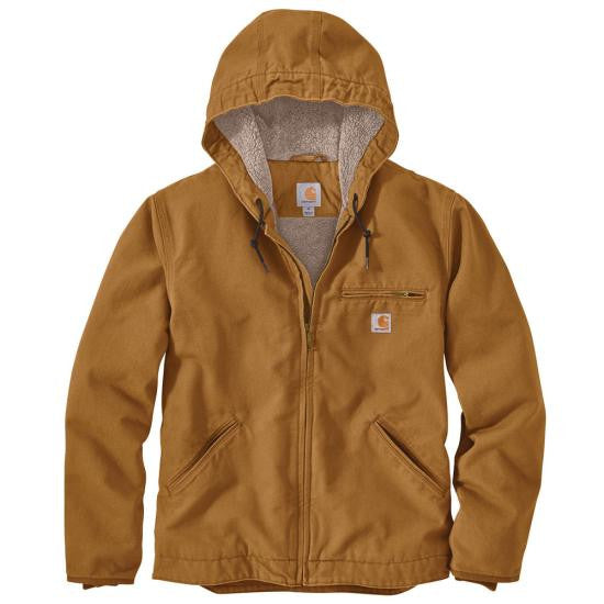 Carhartt Men's Washed Duck Sherpa-Lined Jacket-Brown
