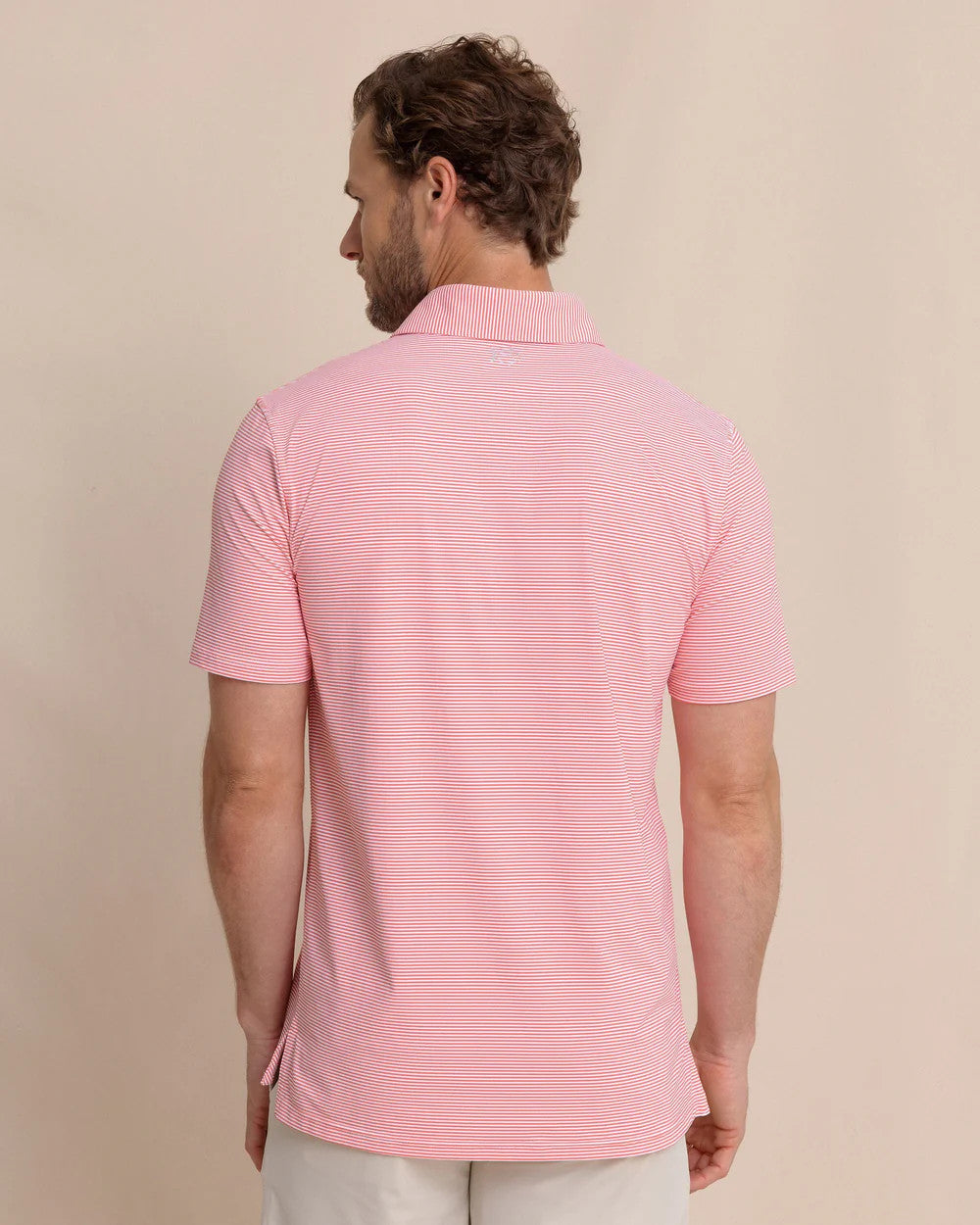 Southern Tide Men's brrr°-eeze Meadowbrook Stripe Polo - Sunkist Coral