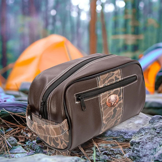 Zep-Pro Buck Old School Camo Men's Toiletry Bag - Brown