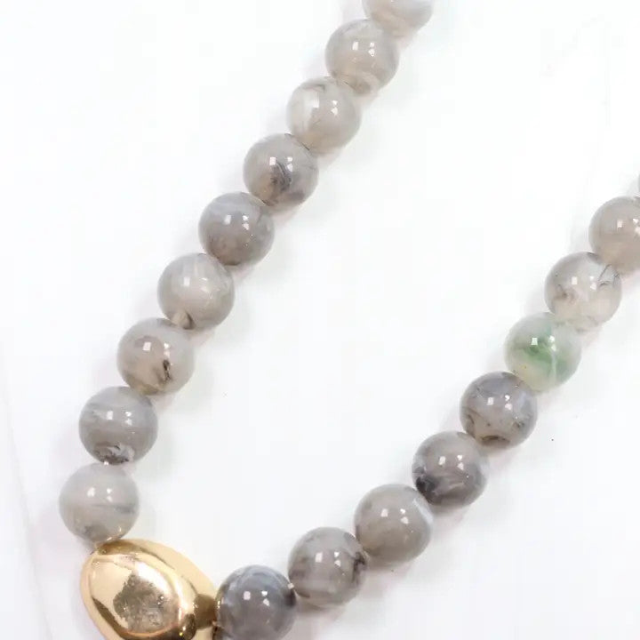 Caroline Hill Brooklyn Bold Stone Necklace Gray
