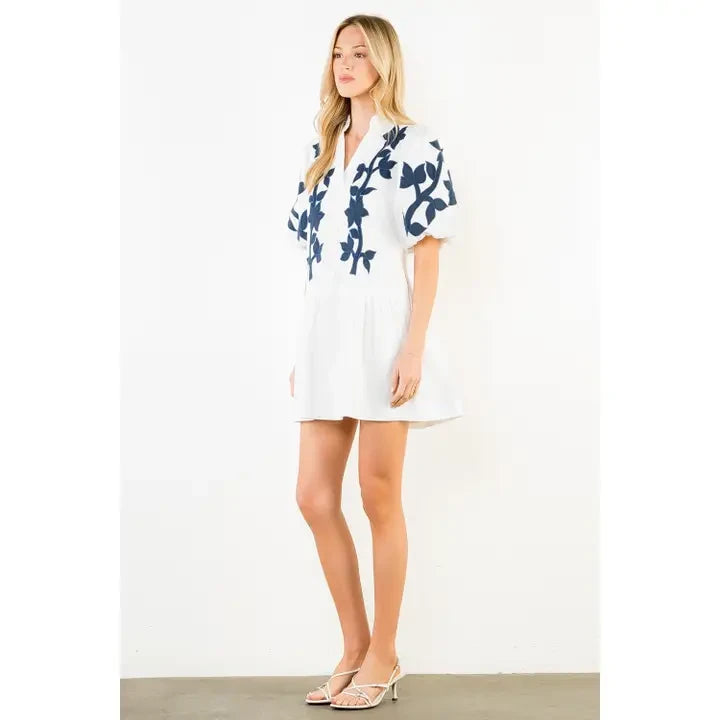 THML Women's Puff Sleeve Short Dress - White