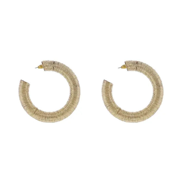 Jane Marie Gold Thread Hoop Earring