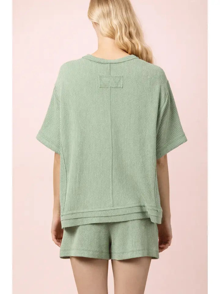 Very J Women's Ribbed Knit Set - Sage