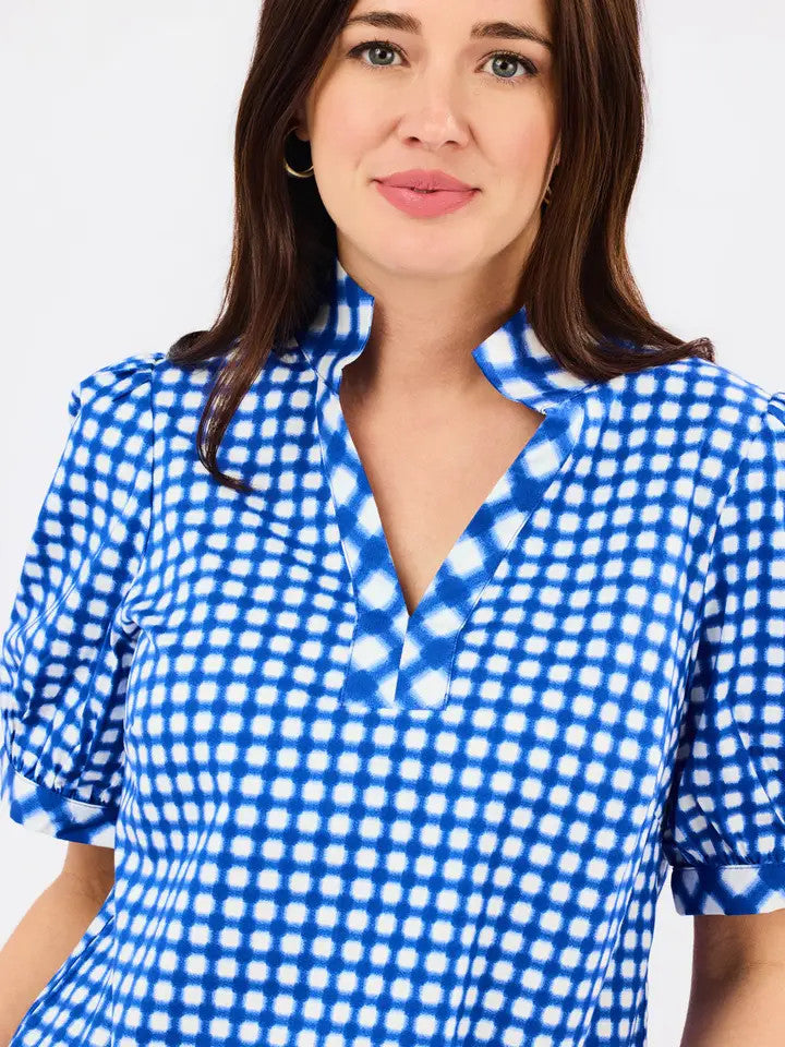 Mary Square Women's Tricia Top - Gingham Mix Navy