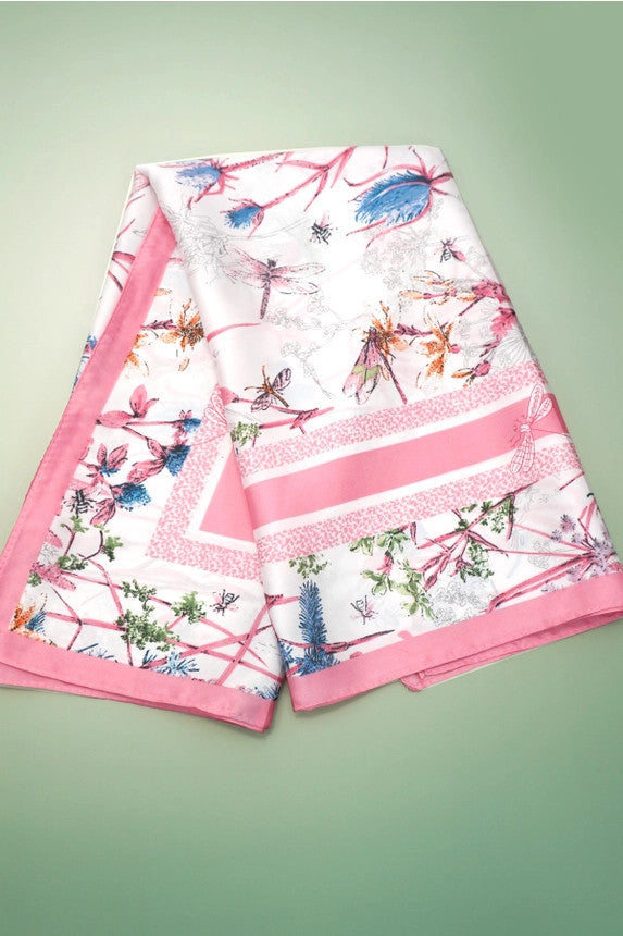 Josslyn Pink Large Print Silky Feel Bandana Scarf