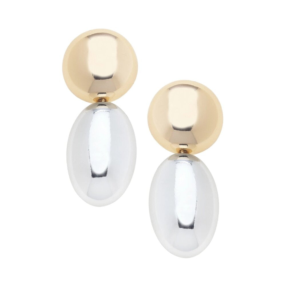 Canvas Beckett Oval Drop Earrings in Shiny Two Tone