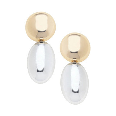 Canvas Beckett Oval Drop Earrings in Shiny Two Tone