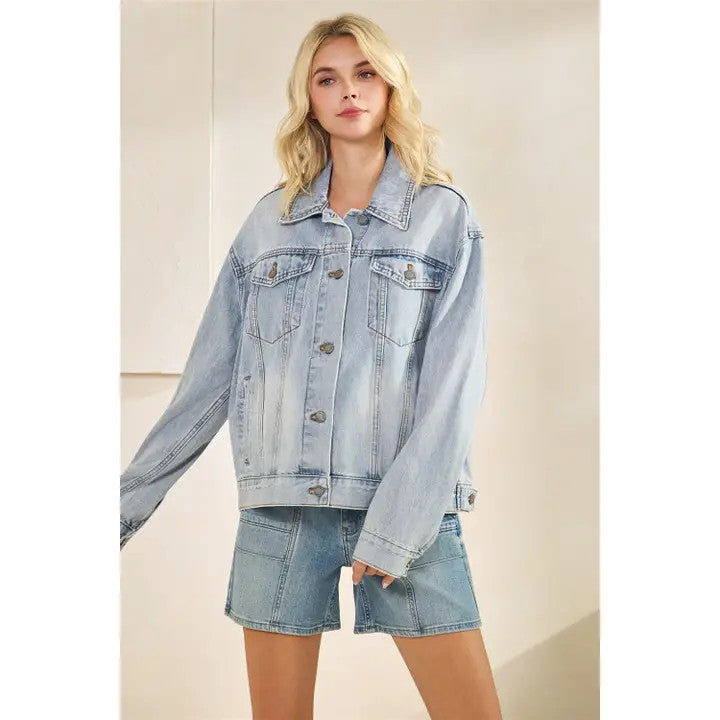Vervet Classic Denim Jacket with Back Tiger Patch Print