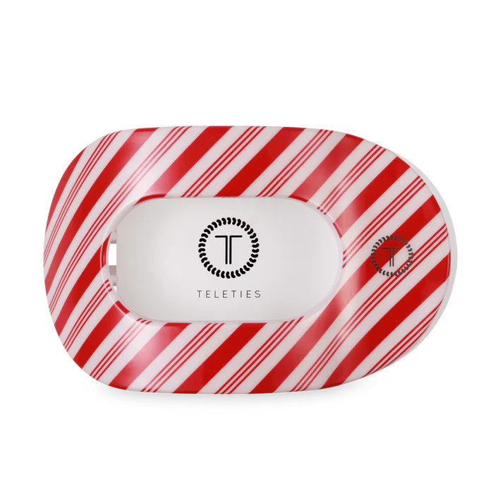 Teleties Candy Cane Crush Large Flat Round Hair Clip