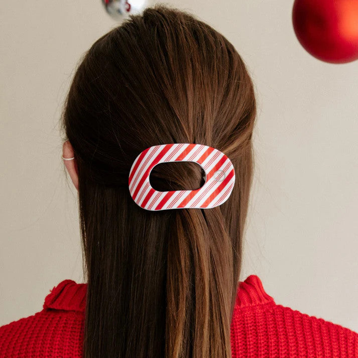 Teleties Candy Cane Crush Small Flat Round Hair Clip