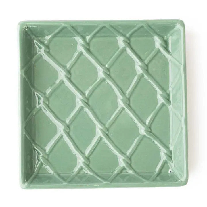 8 Oak Lane Green Textured Beverage Napkin Tray