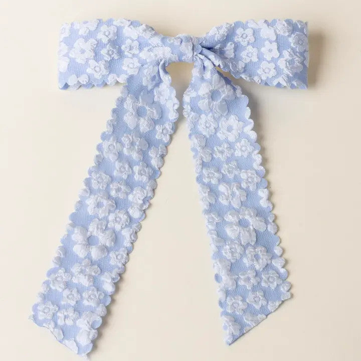 The Darling Effect Flower Scallop Hair Bow-Blue