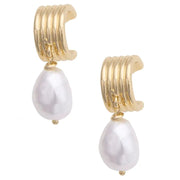 Canvas Michelle Ribbed Pearl Hoop Earrings - Ivory