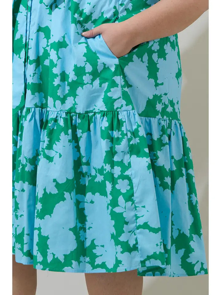 Sugar Lips Plus Size Women's Riona Floral Wynette Tiered Midi Dress