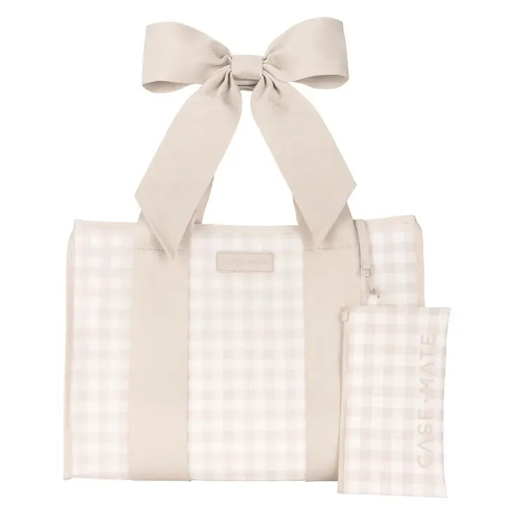 Case-Mate Latte Gingham Bow Jelly Tote Bag
