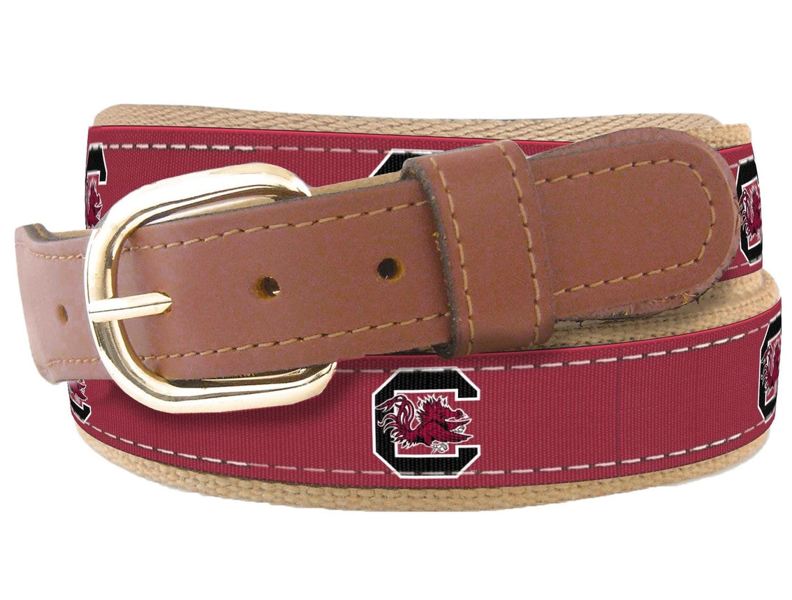 Zep-Pro Youth South Carolina Gamecock Collegiate Woven Ribbon Belt - Garnet