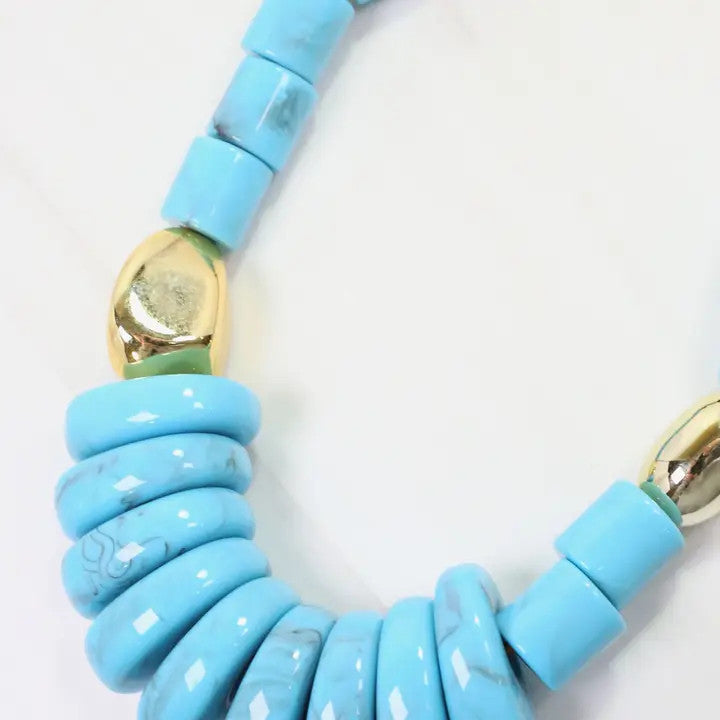 Caroline Hill Miranda Beaded Statement Necklace Turquoise