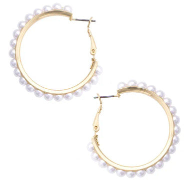 Canvas Lacey Pearl Hoop Earrings - Ivory