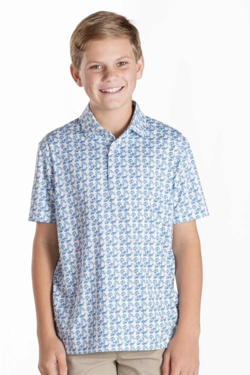 Simply Southern Youth Water Dude Polo - Light Blue