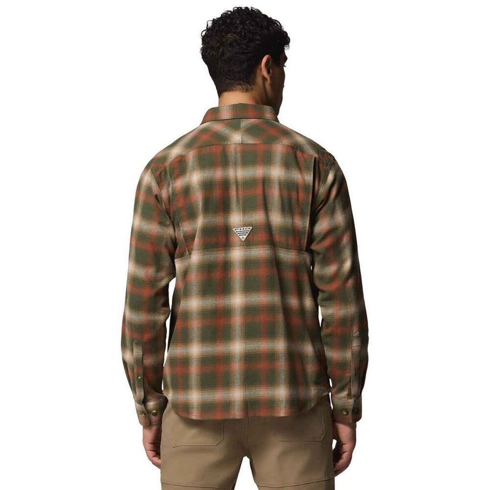 Columbia Men's PHG Roughtail Stretch Flannel Long Sleeve - Surplus Green Tracking Check