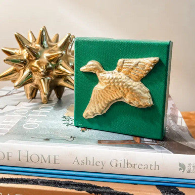 Sidebar Designs 4x4 Canvas - Mallard Intaglio On Green