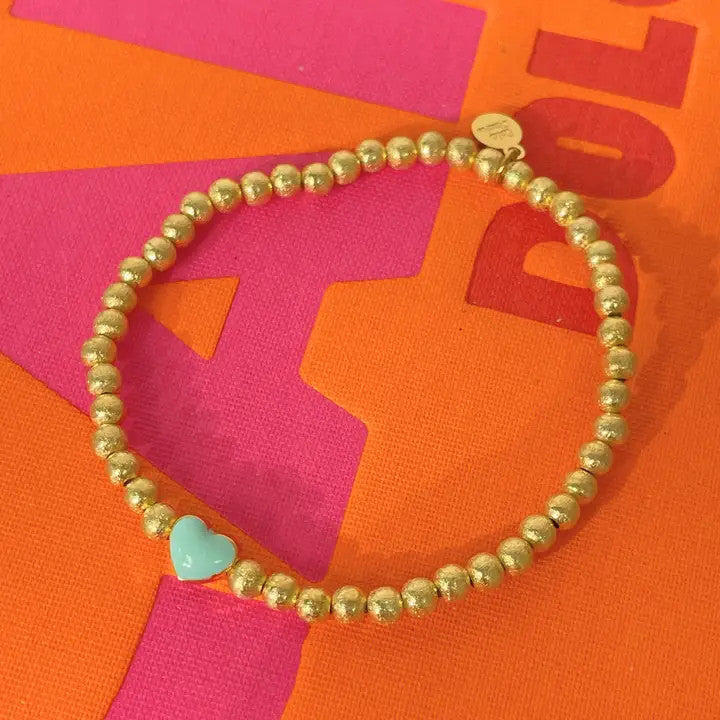Cola Stacks Aqua Heart Bracelet