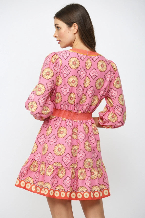 Fate Women's Pink Smocked Back Mini Dress